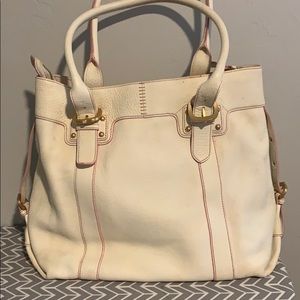 Large Vintage Dooney Bourke Pink White Tote EUC